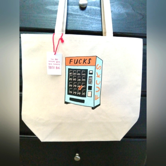 Emily McDowell Handbags - NEW Emily McDowell vending machine out of  f*@&'s graphic tote bag NWT